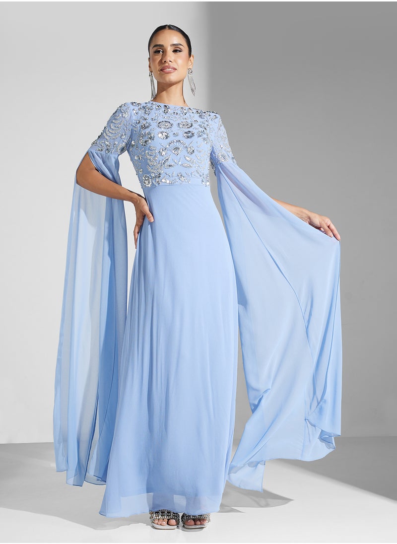 Amelia Rose Embellished Mesh Detailed Dress  - Image 4