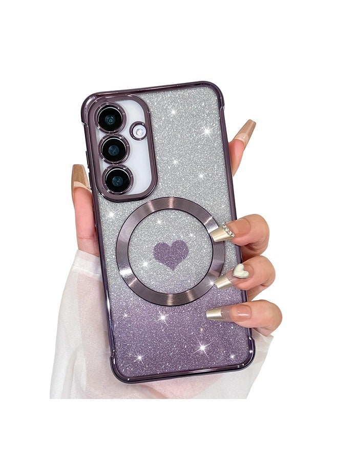 شيبشيب جراب لهاتف سامسونج جلكسي اس 25 مع بريق، جراب شفاف مغناطيسي مع واقٍ للكاميرا [متوافق مع MagSafe] بتصميم لامع وناعم من TPU، غطاء نحيف ومضاد للصدمات - Image 1