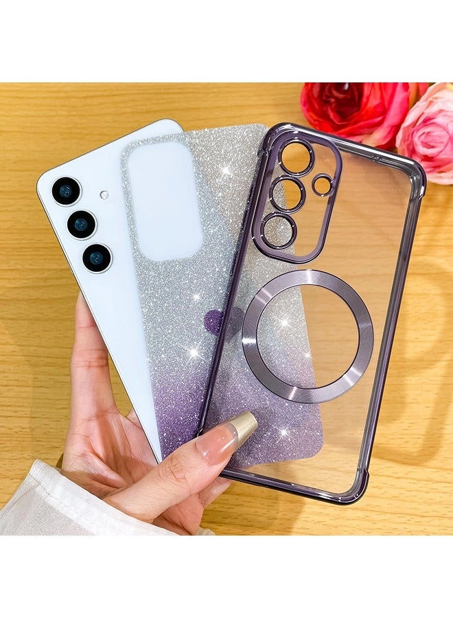 شيبشيب جراب لهاتف سامسونج جلكسي اس 25 مع بريق، جراب شفاف مغناطيسي مع واقٍ للكاميرا [متوافق مع MagSafe] بتصميم لامع وناعم من TPU، غطاء نحيف ومضاد للصدمات - Image 2