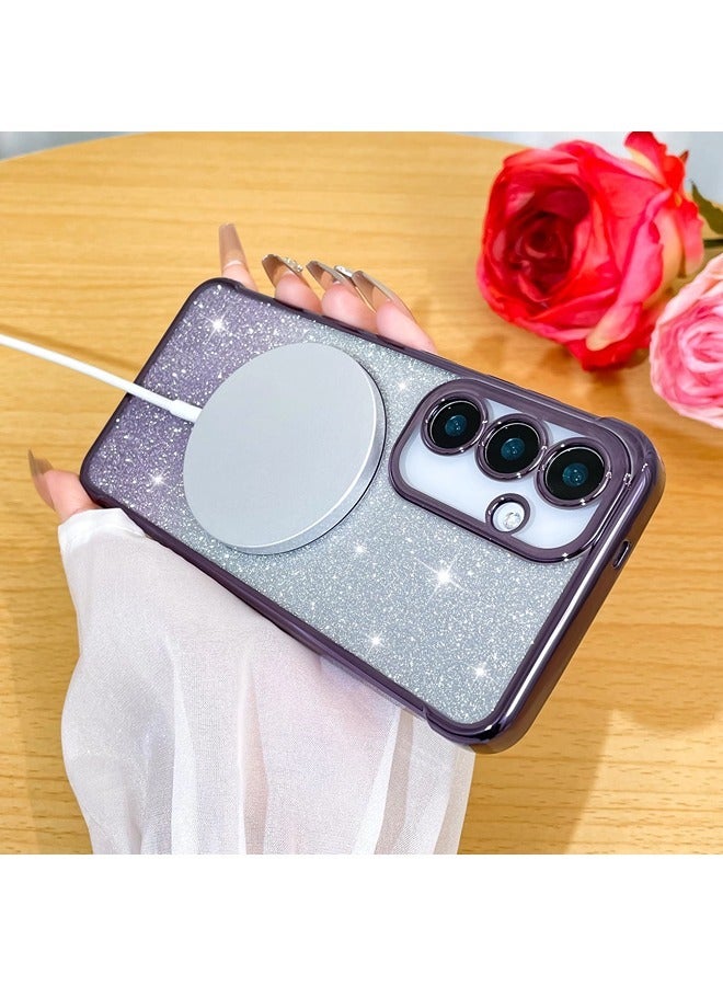 شيبشيب جراب لهاتف سامسونج جلكسي اس 25 مع بريق، جراب شفاف مغناطيسي مع واقٍ للكاميرا [متوافق مع MagSafe] بتصميم لامع وناعم من TPU، غطاء نحيف ومضاد للصدمات - Image 3