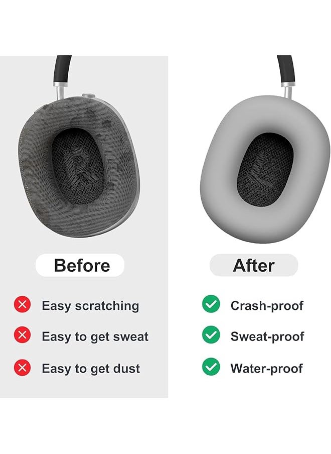 erorex - Silicone Ear Pads Cover Protector For Airpods Max Headphones Cushions Sweatproof Easily Washable Rugged Durability Gray - Image 1