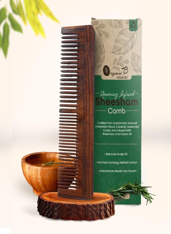 Organic B Dual Teeth Neem Comb for Women and Man Hair Growth, Natural Indian Sheesham with Rosemary Oil, Eco-Friendly, Antioxidant-Rich, Frizz-Free, Durable - Image 2