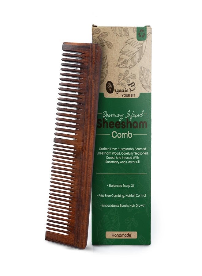 Organic B Dual Teeth Neem Comb for Women and Man Hair Growth, Natural Indian Sheesham with Rosemary Oil, Eco-Friendly, Antioxidant-Rich, Frizz-Free, Durable - Image 1