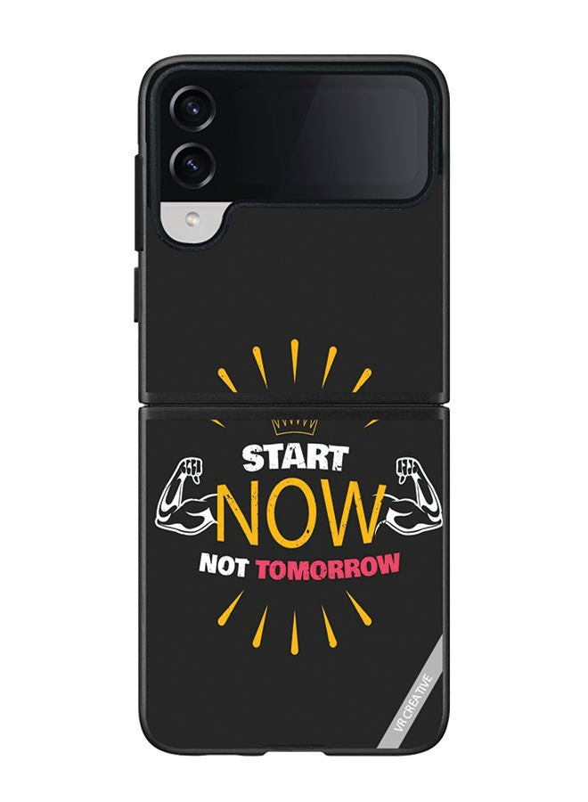 VR CREATIVE Protective Case Cover For Samsung Galaxy Z Flip4 Start Now Not Tomorrow Design Multicolour - Image 1