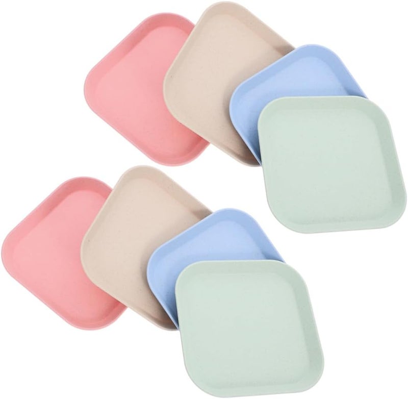 SHOWERORO 8pcs Square Shallow Cat Food Bowls Kitten Wet Food Plates Pet Feeding Dishes Small Cats and Assorted Colors for Daily Use - Image 1