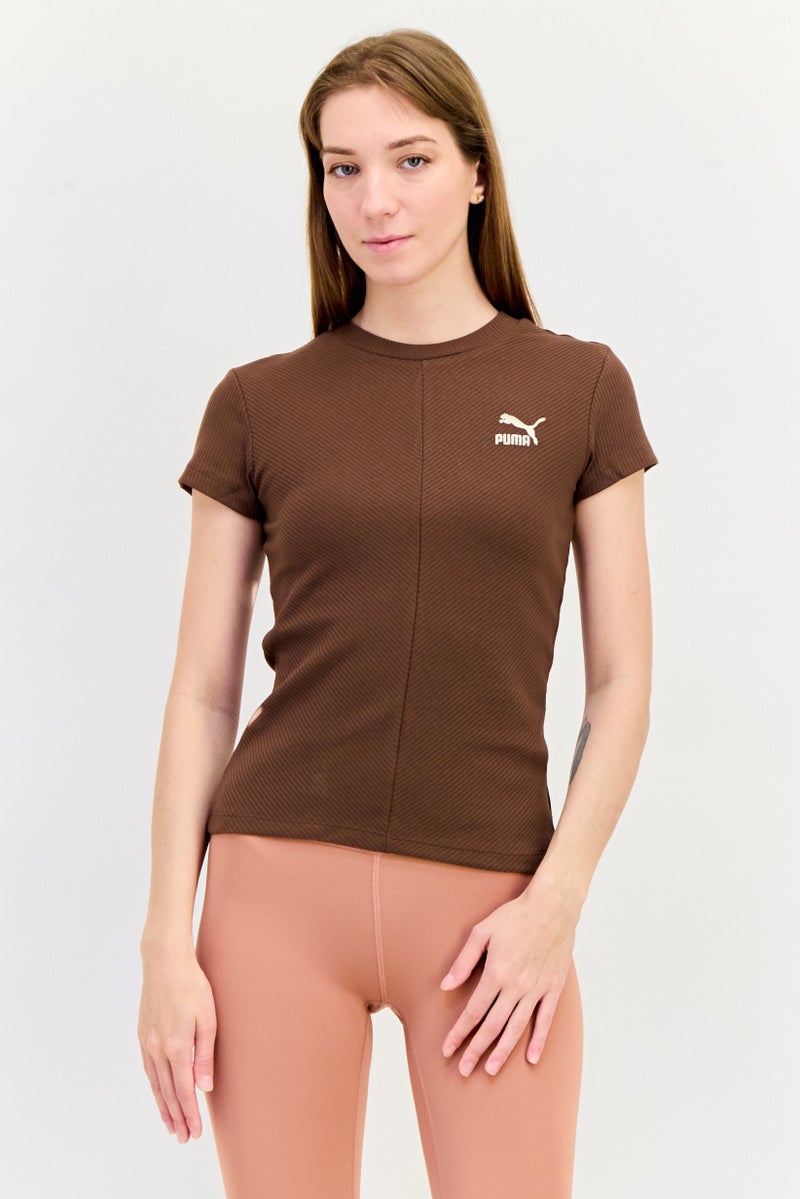 PUMA Women Sportswear Fit Short Sleeve Outdoor Top, Brown - Image 1