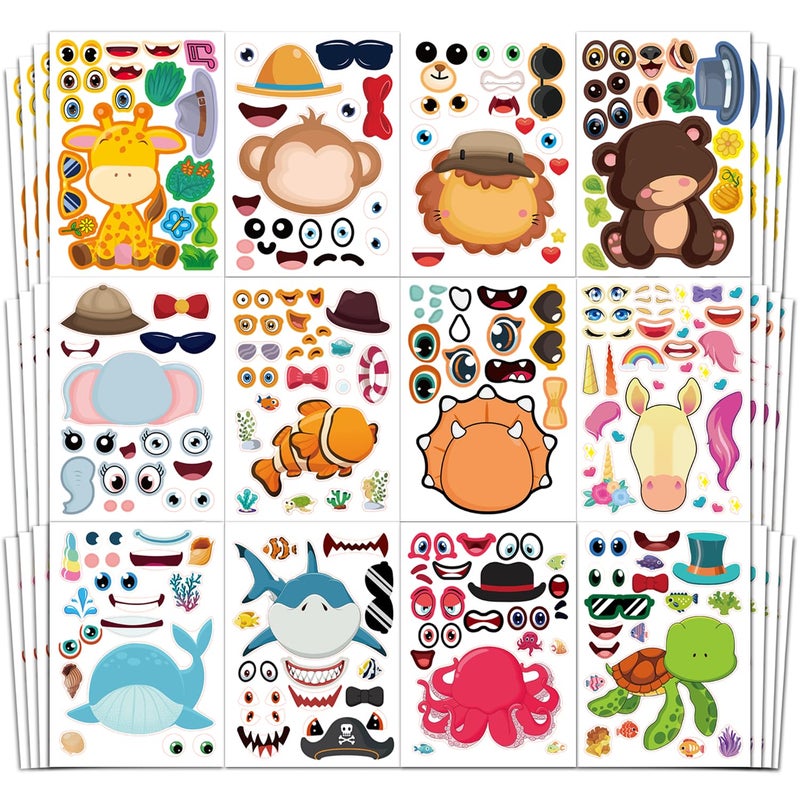 Aowplc 48 Sheets MakeaFace Animal Stickers Mix and Match for Kids Party Favors Supplies Activities Crafts - Image 2
