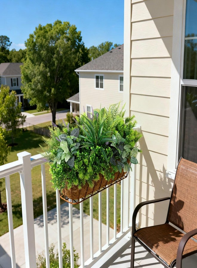 Hrobek Outdoor Faux Plants UV Resistant - 12 Bouquets Realistic Artificial Eucalyptus Fern Lavender Greenery for Patio Garden Front Porch Decor Weatherproof Fake Plants for Outside - Image 5