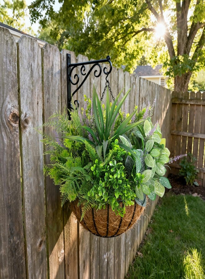 Hrobek Outdoor Faux Plants UV Resistant - 12 Bouquets Realistic Artificial Eucalyptus Fern Lavender Greenery for Patio Garden Front Porch Decor Weatherproof Fake Plants for Outside - Image 4