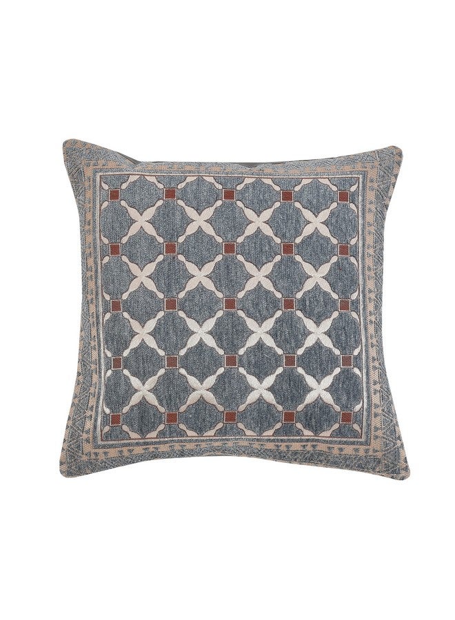 DECOMIZER Jacquard Geomteric Cushion Covers 16 Inch X 16 Inch Set Of 5 Ethnic Motifs Cushion Covers,Design- Criss-Cross,Color- Grey, 240 TC - Image 3