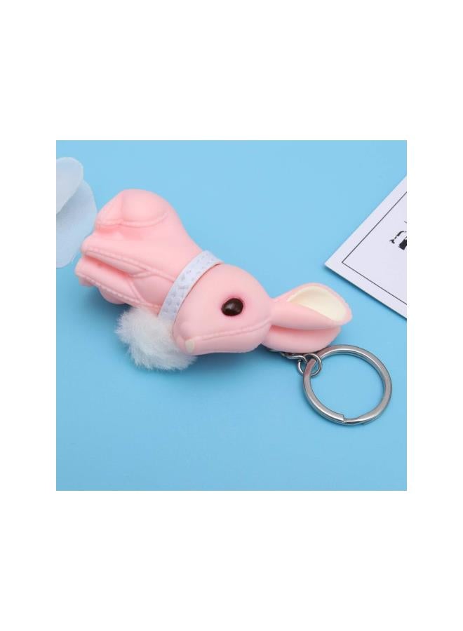 klarako Cute Rabbit KeyChain Bunny Key Ring Purse Handbag Car Charm Pendant For Kids Couple Easter Party Gift (Random Color)  - Image 3