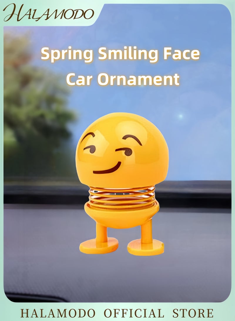 Halamodo Car Shaking Head Doll Ornament Smiling Swaying Doll Spring Swing Doll Auto Interior Decor Creative Decoration for Soothing Mood & Releasing Pressure - Image 1