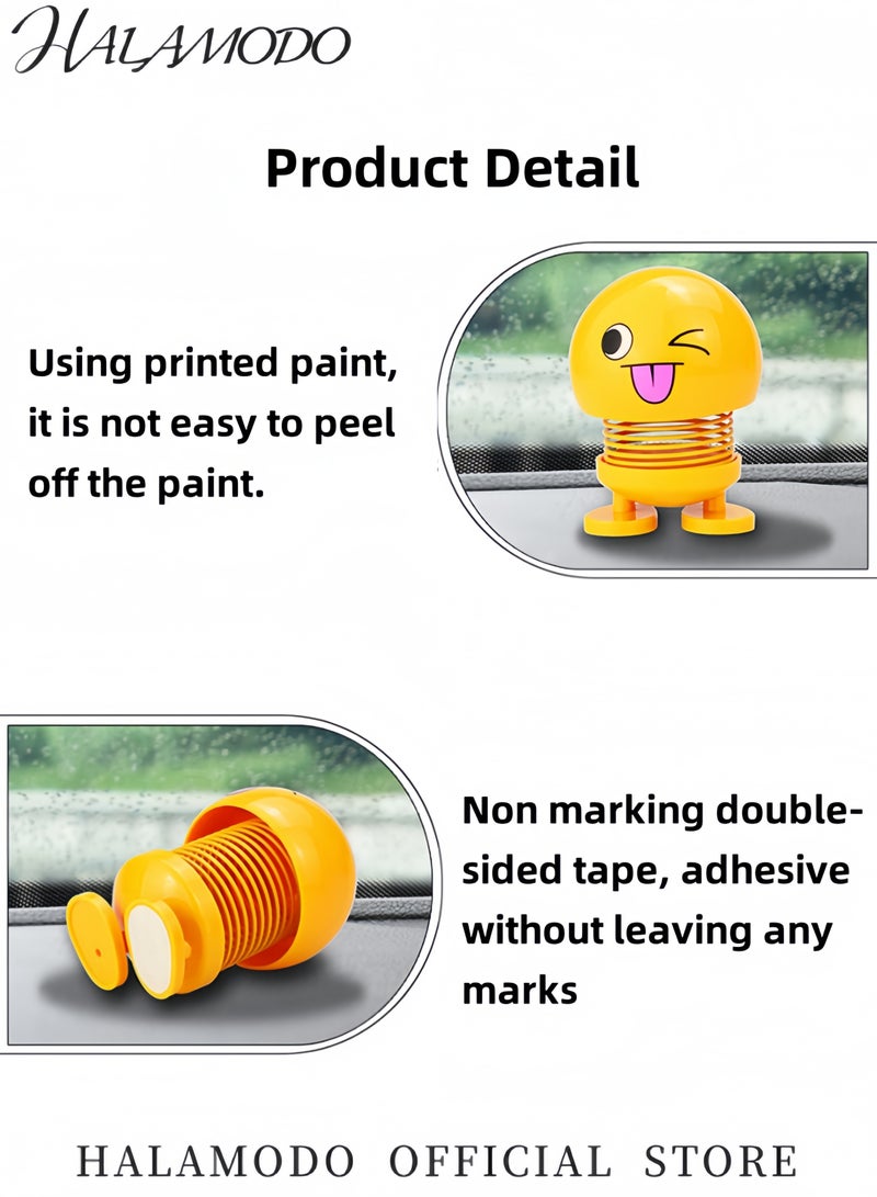 Halamodo Car Shaking Head Doll Ornament Smiling Swaying Doll Spring Swing Doll Auto Interior Decor Creative Decoration for Soothing Mood & Releasing Pressure - Image 3