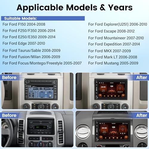EKAT 8 Core [4G+64G] Car Radio for Ford F150 F250 F350 Fusion Edge Explorer, Android F150 Stereo with Wireless Carplay/Android Auto/DSP 32 EQ/IPS Screen/SWC/Bluetooth 5.0/WiFi - Image 2