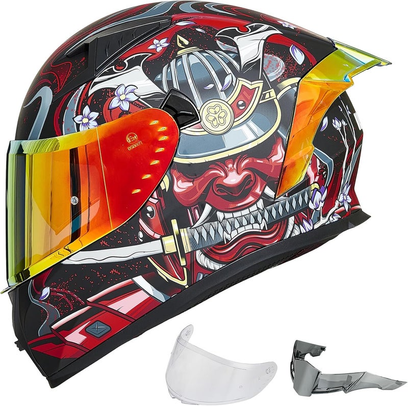 ILM Full Face Motorcycle Helmet with Clear & Tinted Visors - DOT Model Z501 - Image 1