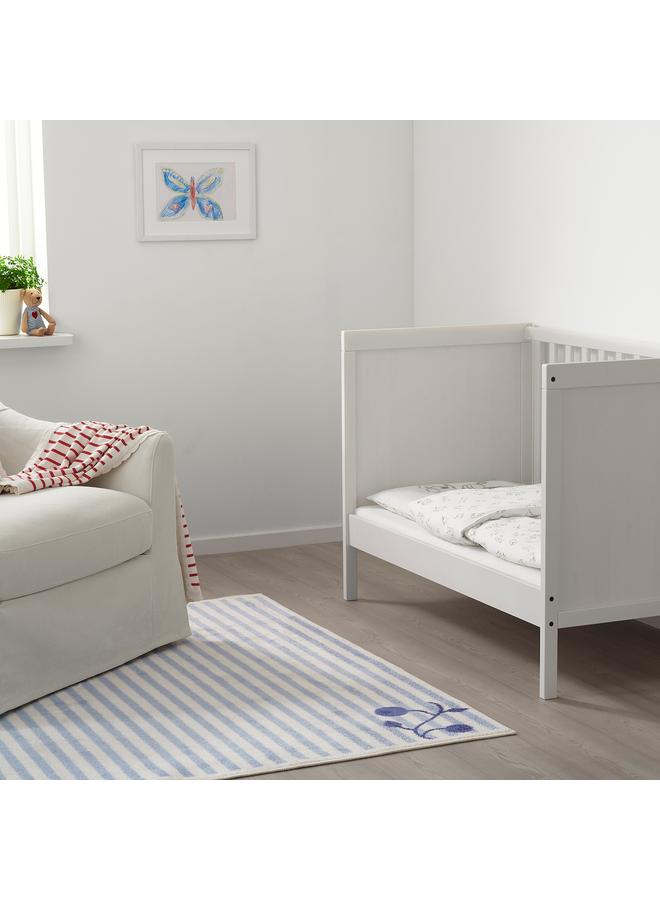 إيروريكس غطاء لحاف وغطاء وسادة لسرير الأطفال، بنمط أرنب/أبيض/بيج، 110X125/35X55 سم - Image 2