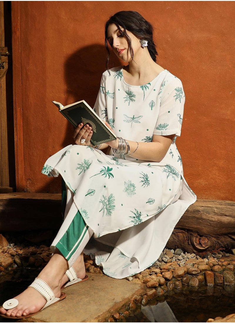 Women's Hunter Green Dragonfly Palm Kurta With Trousers - pzsku/Z369869F7F61BDADEE90CZ/45/_/1731826493/1f978955-7e30-48c0-8288-d3680ac1e123