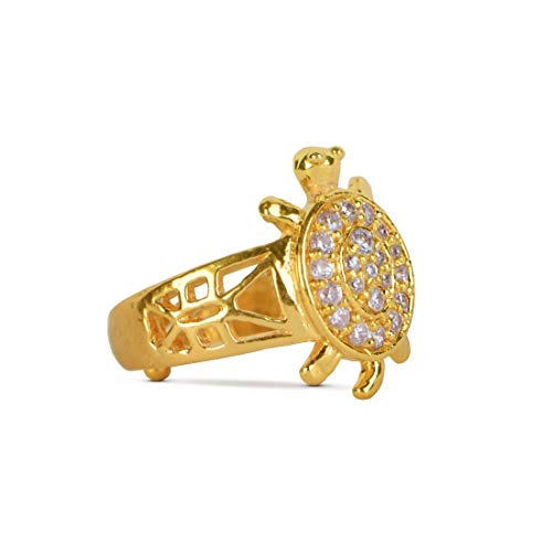SoilMade American Diamond Tortoise Ring For Women, Round Shape, Stone And Brass Made, Size Aprox 2Cm And 20G, Pack Of 1 Ring In Box - 2 Cm - Image 4