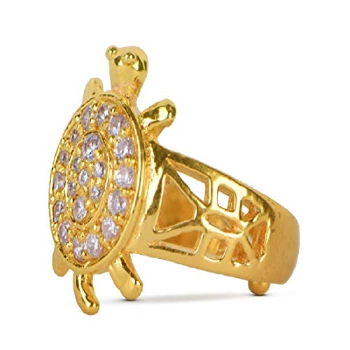 SoilMade American Diamond Tortoise Ring For Women, Round Shape, Stone And Brass Made, Size Aprox 2Cm And 20G, Pack Of 1 Ring In Box - 2 Cm - Image 2