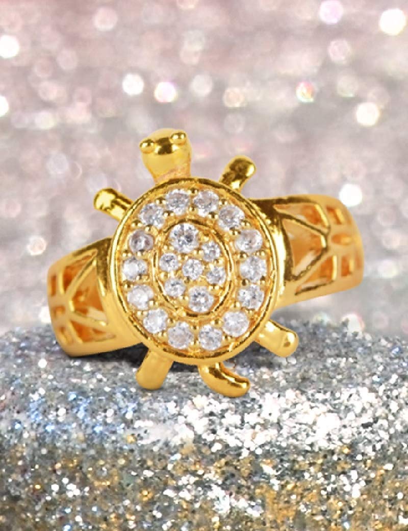 SoilMade American Diamond Tortoise Ring For Women, Round Shape, Stone And Brass Made, Size Aprox 2Cm And 20G, Pack Of 1 Ring In Box - 2 Cm - Image 5