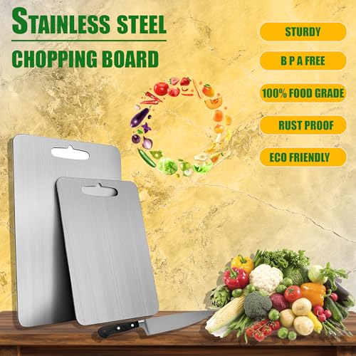 VK15 COLLECTION Stainless Steel Chopping Board for Vegetable and Fruit - Heavy Duty Kitchen Cutting Board (31 CM x 21 CM) - Image 2