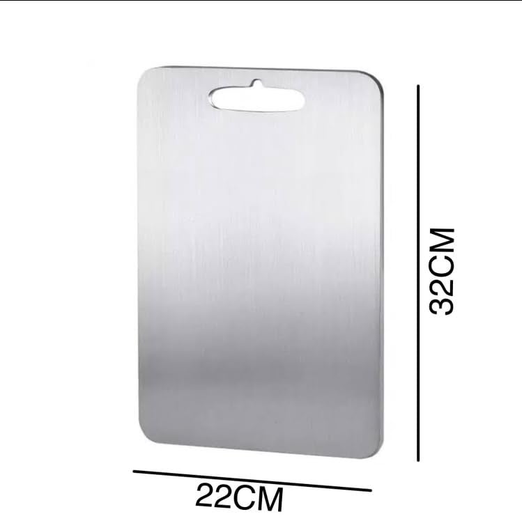 VK15 COLLECTION Stainless Steel Chopping Board for Vegetable and Fruit - Heavy Duty Kitchen Cutting Board (31 CM x 21 CM) - Image 3