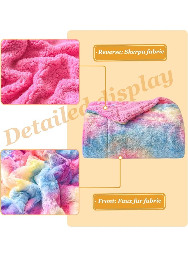 NEWCOSPLAY Super Soft Faux Fur Throw Blanket for Couch Dark Rainbow Sherpa Fuzzy Plush Warm Blanket for Sofa Bed (Dark Rainbow, Throw(50"x60")) - Image 5