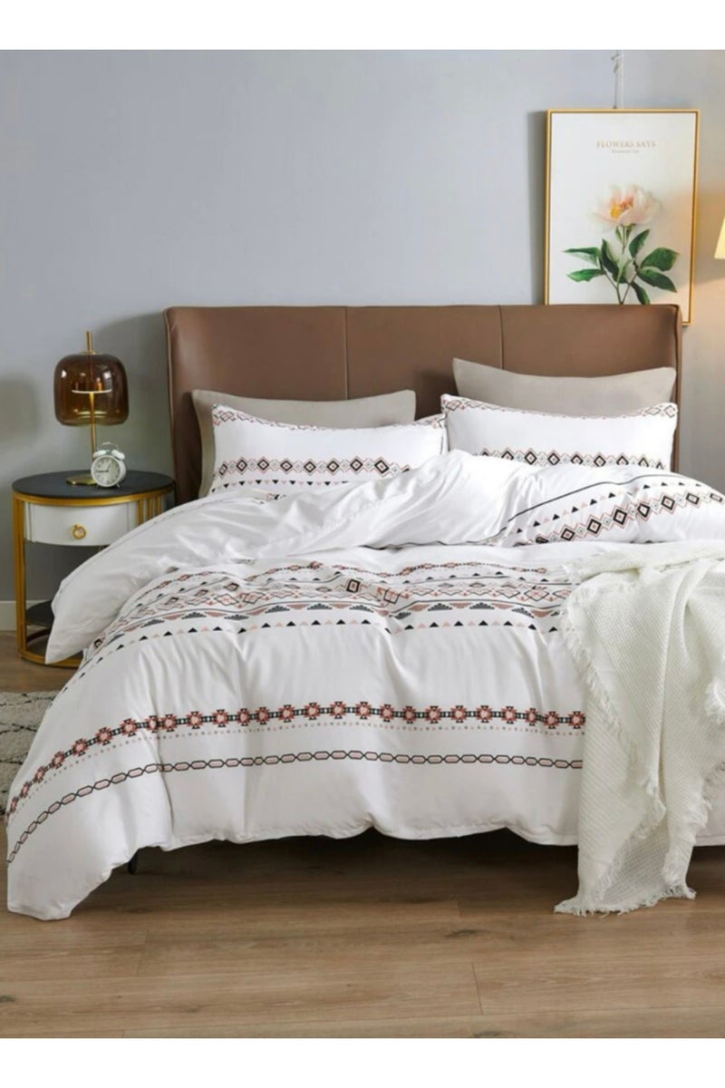 LUNA Home Queen size 6 pieces: 1 Duvet cover - 200*230cm.; 1 Flat sheet - 230*250cm.; 4 Pillow cases - 50*75cm. Soft Bedding Set Without Filling, White Color. - Image 1