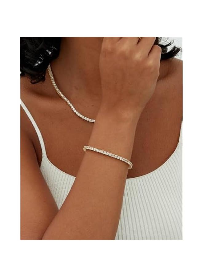 PAVOI 14K Gold Plated 3mm Cubic Zirconia Classic Tennis Bracelet | Gold Bracelets for Women | Size 6.5-7.5 Inch - Image 2