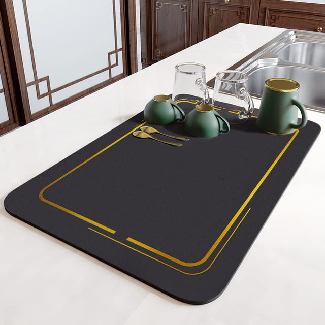 Deoxys Draining Mat Super Absorbent Kitchen Sink Drainer Mat Quick Dry Dish Drainer Mat AntiSlip Draining Mat for Kitchen Counter 40 30cm - Image 1