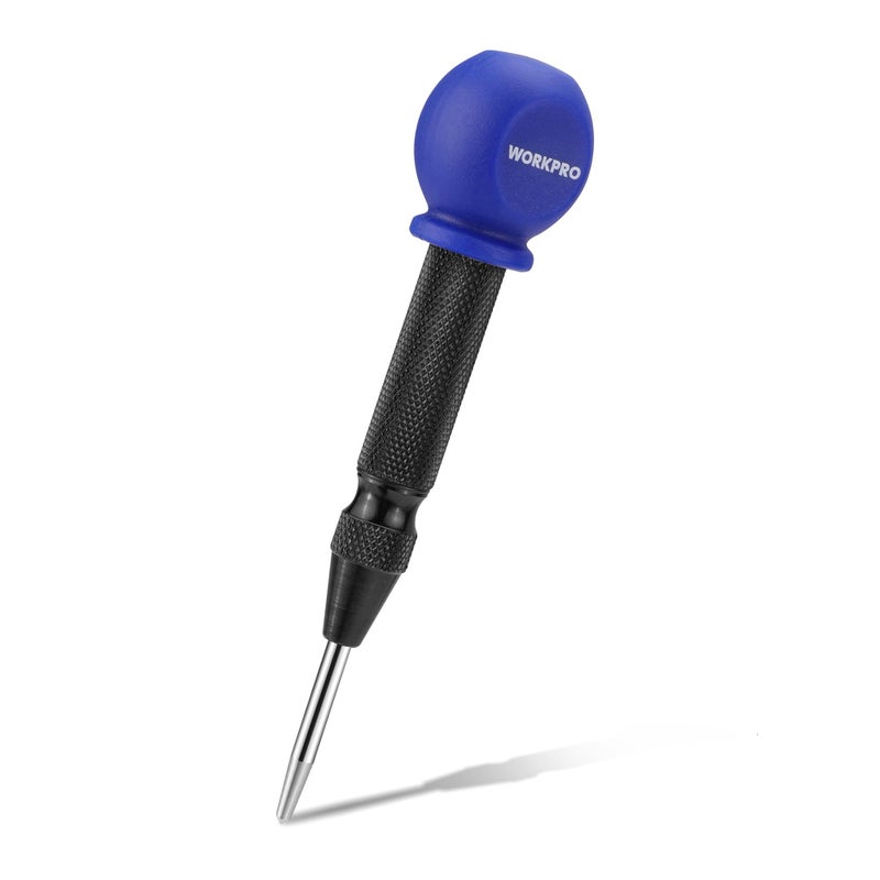 WORKPRO 5" Automatic Center Punch for Metal, Adjustable Spring Loaded Center Punch with Cushion Cap, Metal Punch Tool, Center Hole Punch for Wood, Metal, Plastic - Image 1
