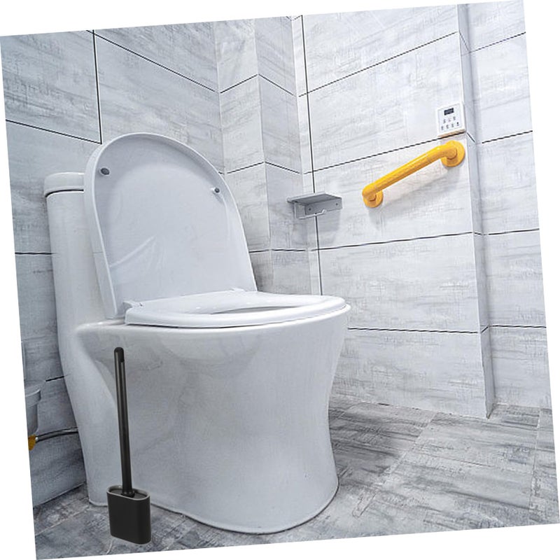 Upgraded Black Toilet Brush And Holder Set Flexible Scrubber Freestanding Or Wall Mounted For Bathroom - Image 5
