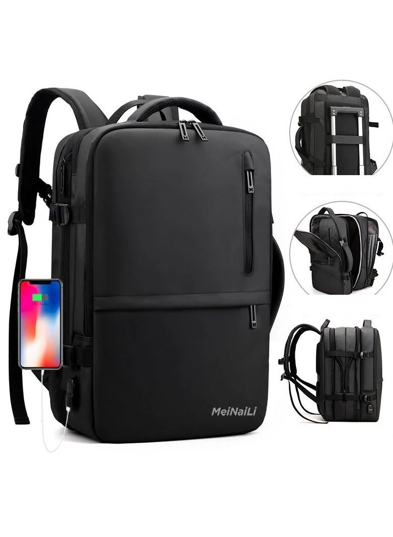 مينيلي شنطة لابتوب براند مينالي مستوردة اوريجنال قابلة للتوسعة ضد الميا ٣ جيوب كبيرة اسود - Image 2