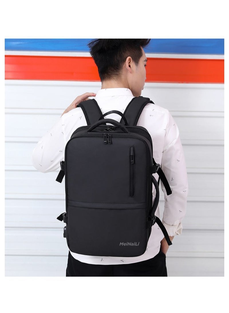 مينيلي شنطة لابتوب براند مينالي مستوردة اوريجنال قابلة للتوسعة ضد الميا ٣ جيوب كبيرة اسود - Image 3