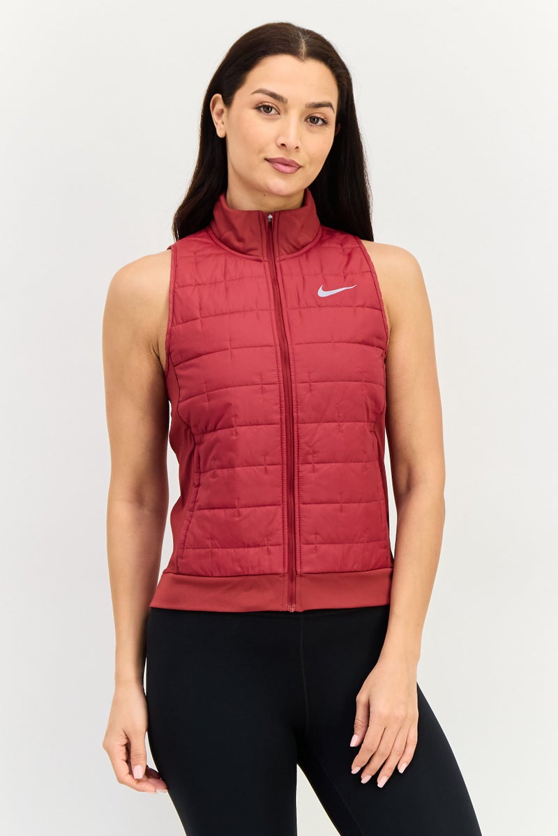 Nike Women Therma Fit Sleeveless Training Vest Jacket, Maroon - Image 1