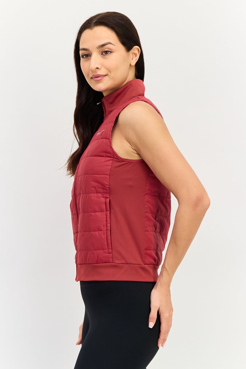 Nike Women Therma Fit Sleeveless Training Vest Jacket, Maroon - Image 4