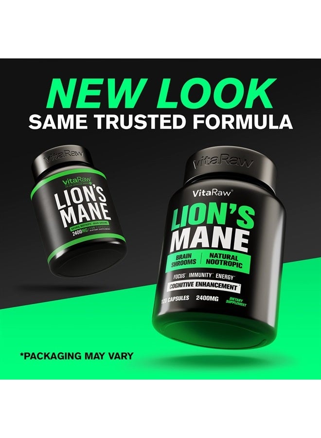 VitaRaw Organic Lions Mane Supplement Capsules 2400 mg - Powerful Nootropic - Helps Maintain Memory, Energy, and Mental Clarity - Vegan Brain Booster Focus Pills - Real Lion's Mane Supplement - Melena de Leon - Image 5