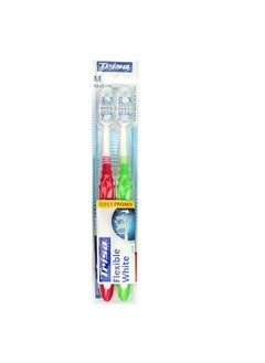 TRISA Flexible White Medium Toothbrush Pack Of 2 (Assorted Color)  - Image 3
