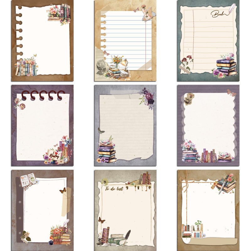 INCOK Book Review Sticky Notes - 9 PCS Aesthetic Book Post it Notes Flower to Do List Memo Vintage Notepads School Supplies Birthday Festival Gift for Women Students Teacher Bookish - Image 1