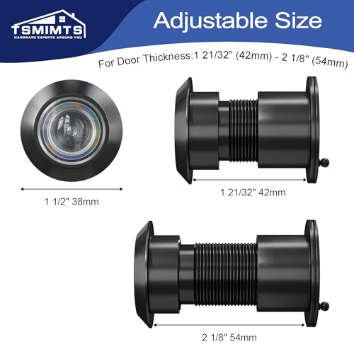 TSMIMTS Door Viewer Peephole, Solid Brass 220 Degree HD Door Viewer, with 1-7/64″ (28mm) Drill Bit and Privacy Cover, Compatible with Door Thick from 1-21/32" to 2-1/8" Matte Black Finish - Image 4
