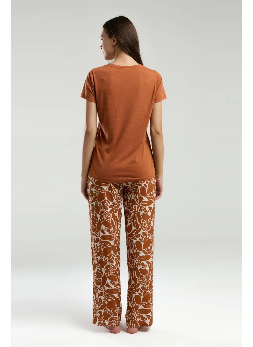 Arnetta Summer Pajama Set, Button-down Collar, Short Sleeves, Pockets and Printed