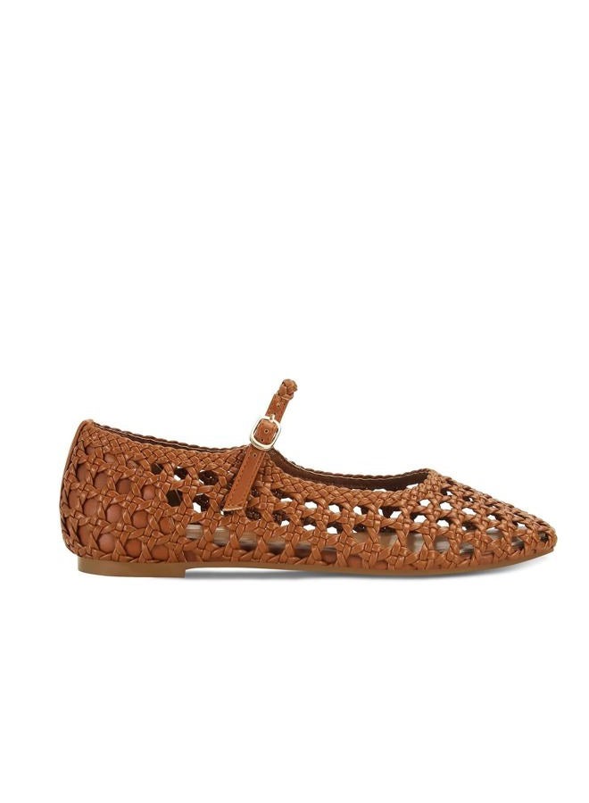 MICIFA Woven Mesh Ballet Flats for Women Round Toe Mary Jane Flats Buckle Strap Ballerina Flats Comfortable Dress Casual Flat Shoes, Brown, 8 - Image 5