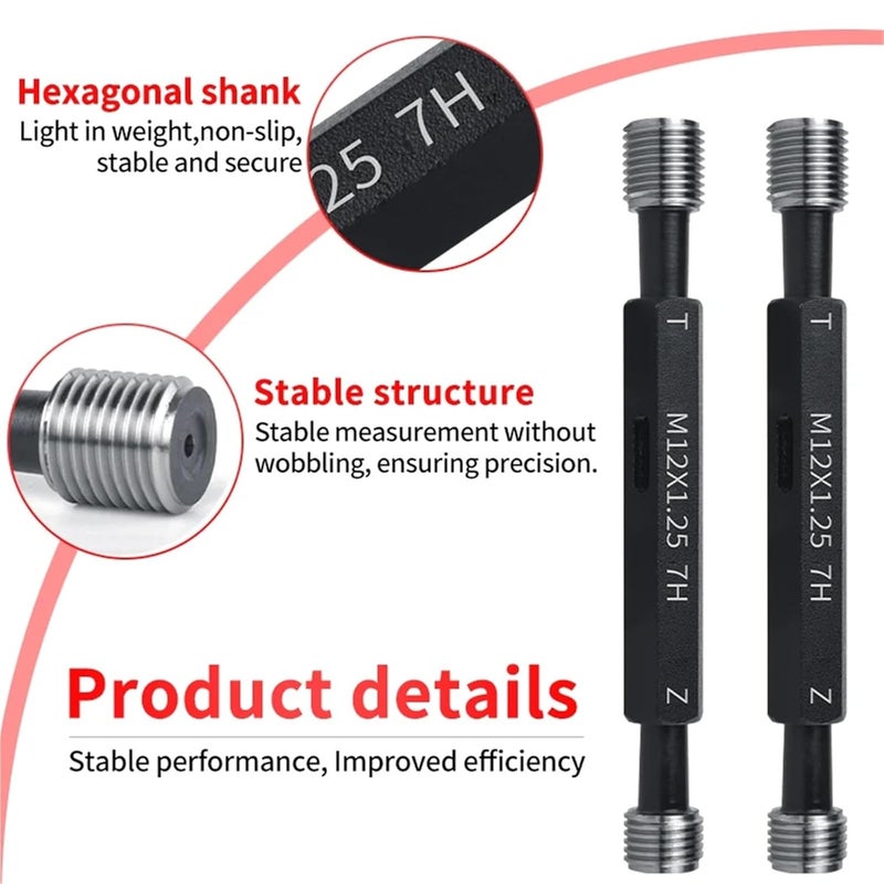 1PCS 7H M1-M9 Steel Metric Fine Thread Plug Gauge Measure X0.2/0.25/0.3/0.35/0.4/0.45/0.5/0.6/0.7/0.75/0.8/1.0/1.25(M6X0.35-7H) - Image 4