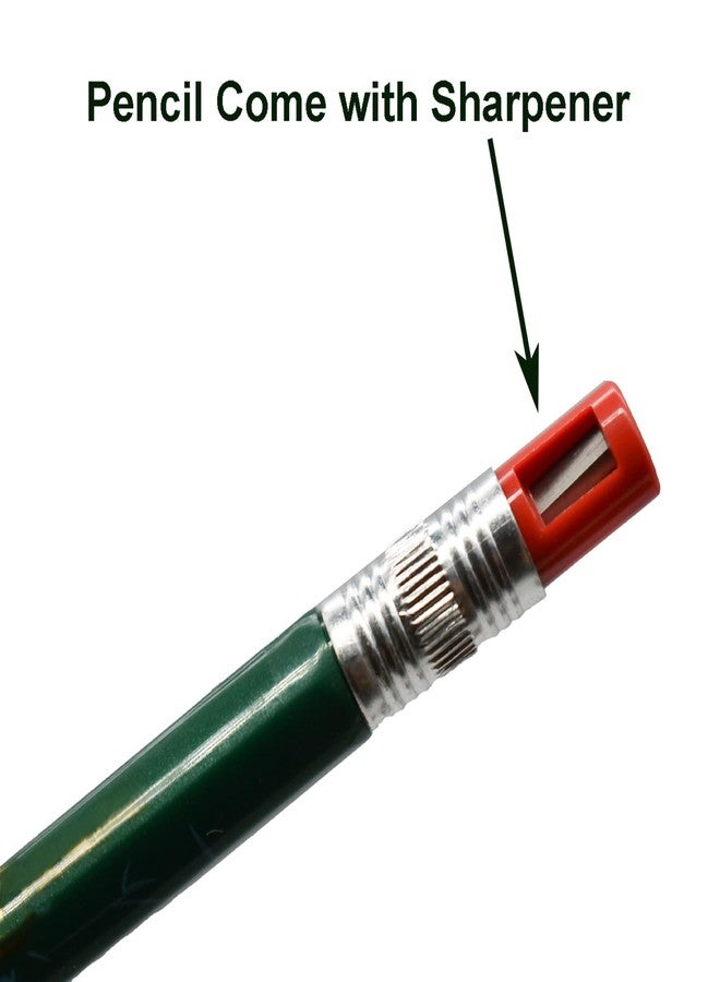 Maydahui 12 PCS Mechanical Pencil with Sharpener Novelty Non Sharpening Automatic Pencil with 12 PCS 2B Lead Refills 2.0 mm Classic Red Green Pole Plastic Simulation Timber for School Writing Drawing - Image 3