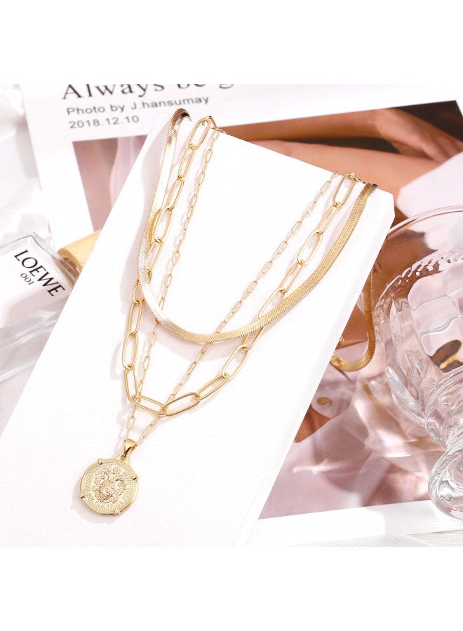 Hidepoo قلائد باندلت هيدبو الذهبية للنساء، قلادة عملة مطلية بالذهب عيار 14 قيراط، قلادة ميدالية عملة رقيقة، قلادة تشوكر بسلسلة ثعبان، قلائد عملة ذهبية للنساء - Image 4