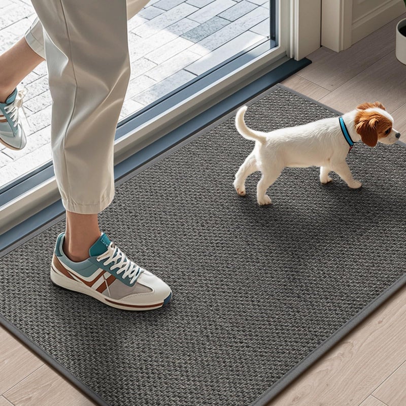 LEKEEPGO Door Mat 17"x29", Non Slip Door Mat Indoor Entrance, Rubber Backing Indoor Door mats Washable Absorbent Low-Profile Doormat Front Entryway Entry Resist Dirt Inside Door Mats, Grey - Image 1