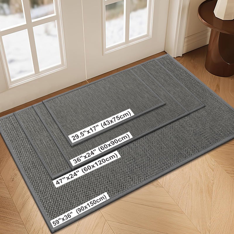 LEKEEPGO Door Mat 17"x29", Non Slip Door Mat Indoor Entrance, Rubber Backing Indoor Door mats Washable Absorbent Low-Profile Doormat Front Entryway Entry Resist Dirt Inside Door Mats, Grey - Image 2