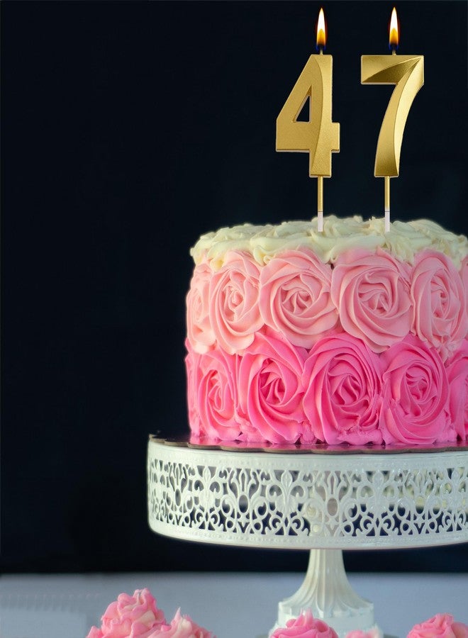 AOOLADA 47th 74th Birthday Candles, Gold 74 47 Year Old Number Birthday Candles, Birthday Party Decorations Cake Topper Gifts for Men Women - Image 4