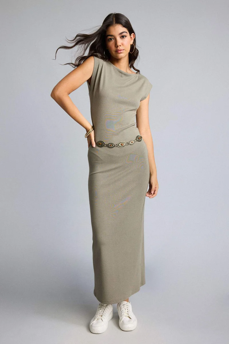 ديفاكتو Bodycon Dog Collar modal Maxi Dress
