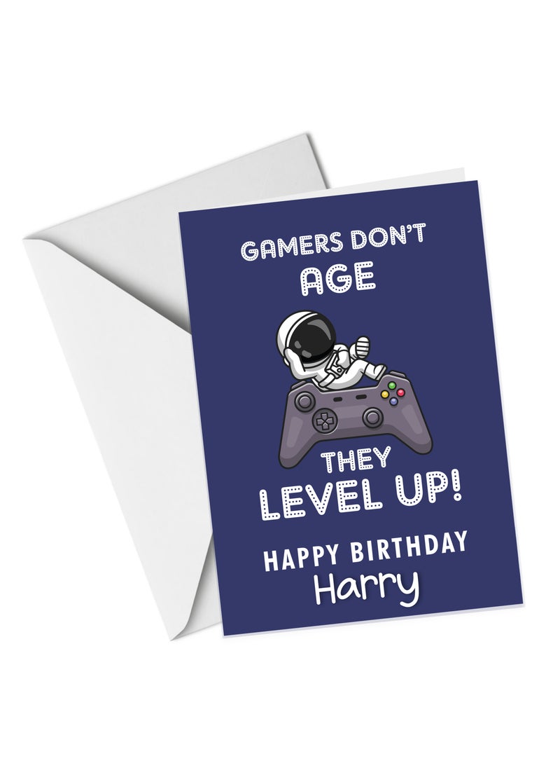 Share the Love A5 Happy Birthday Personalised Greeting Card - Gamers Don't Age  - Image 2